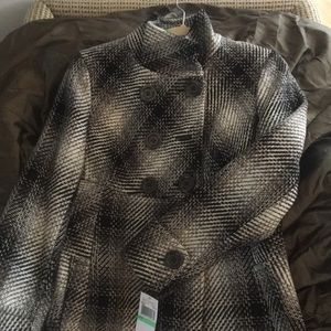 Michael Kors Womens Black, White, and Grey Coat